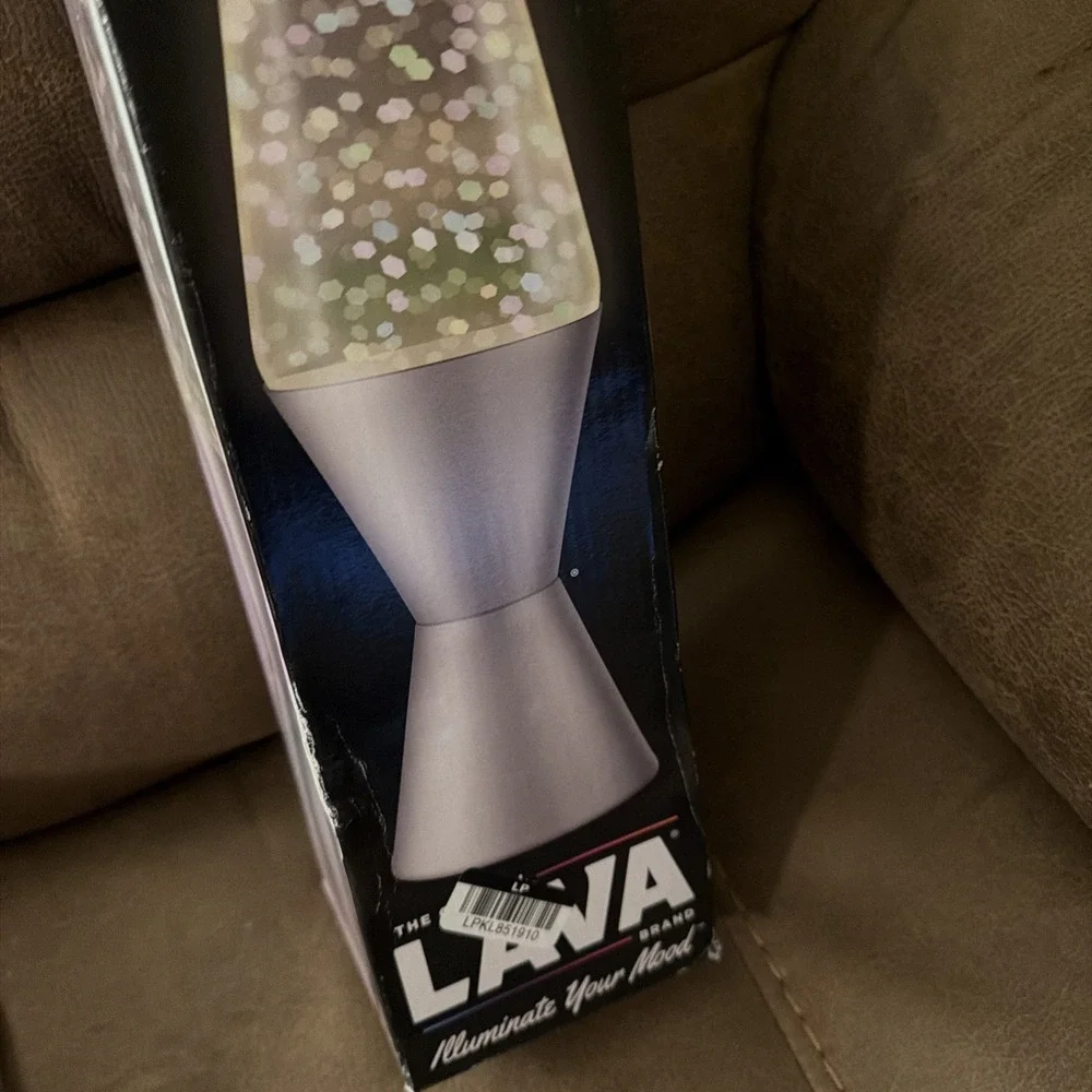 Original LAVA Lamp Silver Base Multi Glitter Swirl Motion 14.5